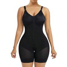 Shapewear  Tummy Control Butt Lifter Shaper With Zipper Crotch Detachable Shoulder Strap - Black - View 1