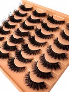 14 Pairs Of Luxury 3D Mink Eyelashes - Fluffy, Lively, Natural Appearance | DD Curl, Cat Eye Effect | 10-18mm Long Dramatic Strip Lashes | Natural Makeup Enhanced Lash, Suitable For Beginners And Reusable - Cat Eye Lashes - View 5