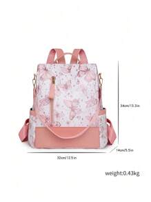 New Chinese-Style Butterfly Printed Sweet Backpack For Women, National Fashion , Stylish College Students' Backpack, Simple Outdoor Anti-Theft Waterproof Travel Vacation Commuting Office Multi-Purpose Multi-Functional Bag., Perfectly Matching With Backpack Accessories, Back To School Essentials, Bag For School College, Preppy Backpack For School