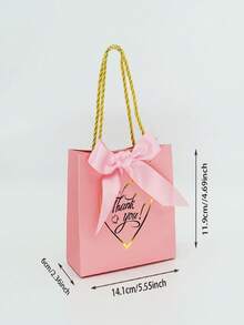 Set de 12/24 piezas de bolsas de papel con forma de corazón pequeñas con decoración de moño, bonitas para decorar y dar regalos en días festivos - Multicolor - Ver 2