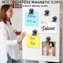 5/10/1pc Heavy Duty Magnetic Clips, Strong Fridge Magnets, Suitable For Refrigerator, Whiteboard, Photo Display - Black Metal, Home Use - Silver - View 10