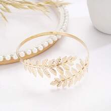 一套金色希腊女神头饰和臂环，新娘首饰套装，罗马月桂叶皇冠臂环，可调节臂套 - 金色 - 查看 10