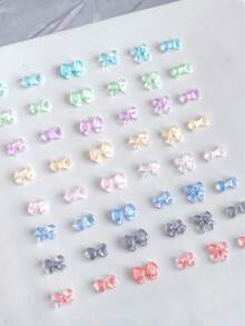 30PCS Ice Transparent Bow Nail Accessories Macaron 3D Mixed Tie Ribbon Resin Nail Accessories - Multicolor - View 5