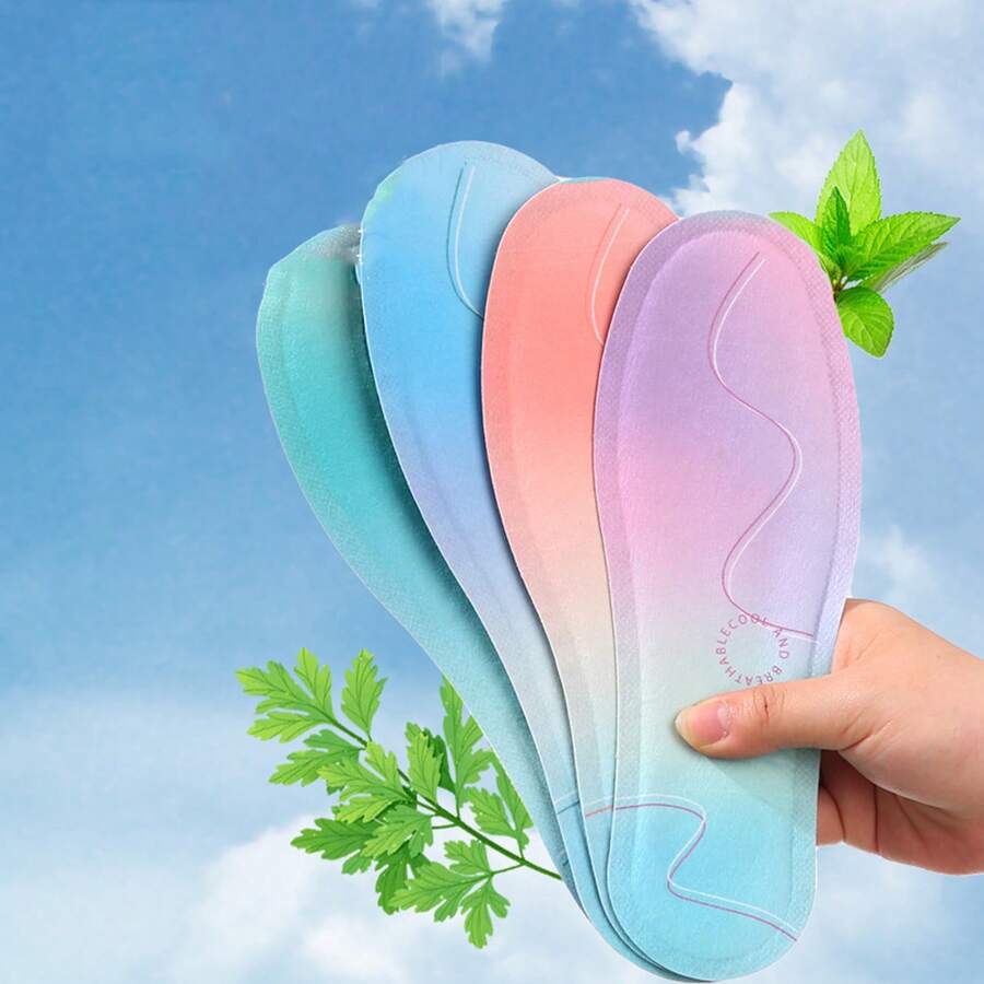 Plantillas para zapatos de Artemisia y Menta, suaves y absorbentes, transpirables y refrescantes para el verano, adecuadas para todo tipo de zapatos (color aleatorio)