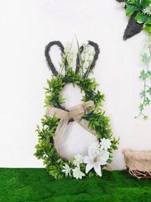 1 pieza Guirnalda de conejo artificial de primavera, decoración plástica multifuncional, sin batería, apropiada para la entrada del hogar, la granja, la ventana interior/exterior, la pared y la decoración de la chimenea, ideal para Pascua, San Valentín, San Patricio, ceremonia de graduación, celebraciones del festival de junio