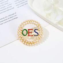 1 chiếc trâm cài khăn quàng cổ cho nữ, hình tròn rỗng có chữ cái Hy Lạp màu tương phản thanh lịch, thích hợp để đeo hàng ngày và làm quà tặng - trâm - Xem 10