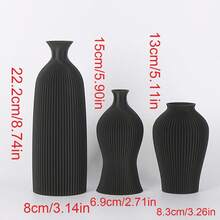 Elegant Boho Style Black Plastic Vase - Perfect For Farmhouse Decor, Tabletop Centerpiece And Bookshelf - Black - View 5