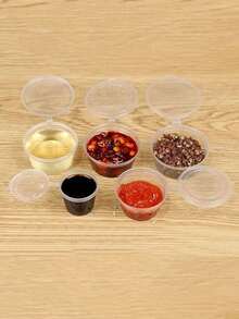 1件/50件厨房食品收纳盒，饺子收纳盘，馒头，蛋糕，面包，点心收纳盒，多层冷冻食品保鲜盒，带盖透明食品盒，冰箱收纳盒，旅行便当盒，水果沙拉盒，糖果收纳盒，复活节彩蛋盒，适用于厨房和餐厅，蘸料盒，咖喱酱，番茄酱，花生酱，果酱，醋，辣椒油等包装盒 - 透明 - 查看 6