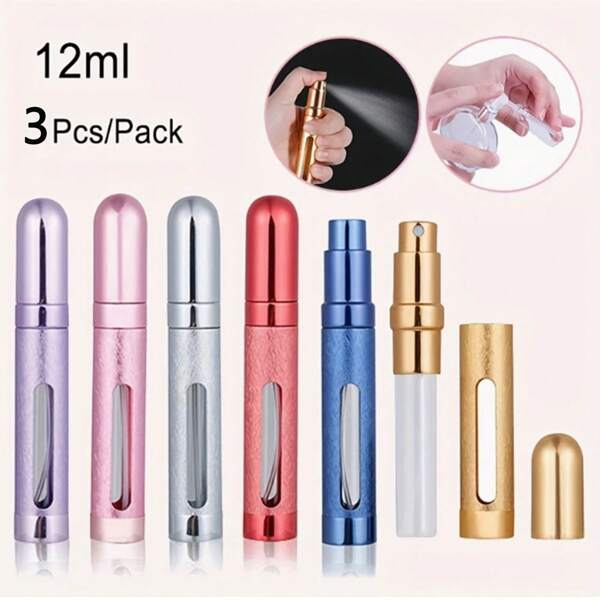 1/3pcs, 12ML Portable Perfume Spray Bottle Can Be Reused, Suitable For Cosmetics, Skin Care Products, Essence Free Products, Various Colors, Travel Accessories, Ultra-Fine Spray, Reusable Toner/Makeup Water Bottle, Suitable For Travel, Vacation, Work, Shopping, School, Family, Business Travel, Party. Gifts For Girlfriends, Mothers, And Friends. Nurses' Day, Mother's Day