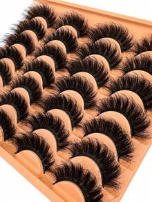 14 Pairs Luxury 3D Faux Mink Lashes - Thick, Fluffy, Elegant D-Curl False Eyelashes, Natural Look, Dramatic Fluffy Cat Eye Lashes, Natural Makeup Enhancement Eyelashes, Reusable, Suitable For Beginners - 濃密款 - 查看 5