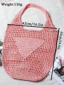 1pc Personalized Initial Letter Large Capacity Tote Bag, Customized Name Print Birthday Gift, Reusable Grocery Bag Suitable For Shopping, Holiday, Picnic, Travel - Multicolor - View 11