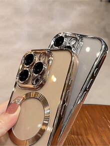 Funda magnética electrochapada para carga inalámbrica. Compatible con phone 1, 12, 13, 14, 15, 16 Pro y 16 Pro Max. 1 unidad. - Plateado - Ver 6