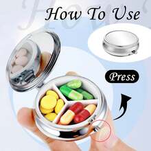 1pc Personalized Custom Photo Pill Box, This Pill Box Is Made Of High-Quality Stainless Steel Material, Sturdy And Durable, No Fear Of Bumps, Corrosion Resistance, No Rust, Even If It Is Used Frequently, It Can Also Maintain A New State For A Long Time, Its Shape Is Small And Exquisite - Multicolor - View 4