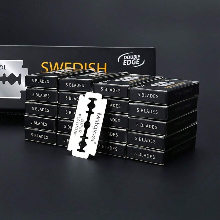 50/100pcs Double Edge Razor Blades - High-Quality Platinum Swedish Steel Razor Blades For Men, Smooth, Precise And Clean Shave