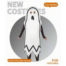 Disfraz de fantasma para Halloween, capa larga blanca de terror con cara de fantasma, bata para niños y adultos. - Blanco - Ver 7