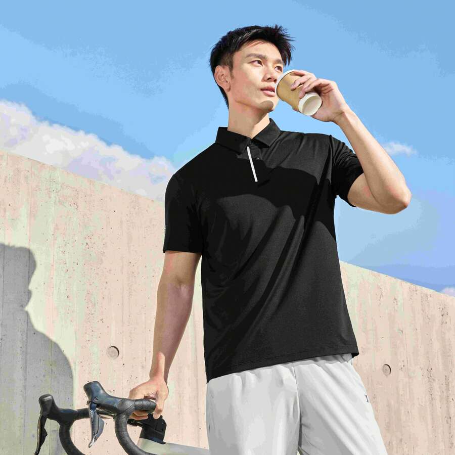 XTEP Camisa polo de manga corta para hombre Xtep, nueva llegada 2025 Camiseta con cuello de entrenamiento de verano para acondicionamiento físico de manga corta, parte superior deportiva 875229020076
