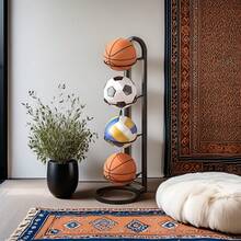 Conjunto de suporte para bolas de metal de fácil montagem, suporte para bolas de basquete multicamadas com base redonda grande - Suporte para bolas esportivas de metal resistente para basquete, futebol e vôlei - disponível em vários tamanhos - Multicolorido - Ver 12