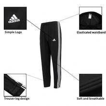 Adidas Men's M 3S SJ TO PT Knitted Trousers Tapered Pants Breathable Casual Pants IC0044 - Black/White - View 6