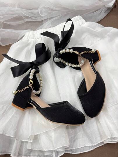 Girls' Princess High Heel Shoes, Paired With Black Formal Dress For Performance, Party, Wedding, Basic Shoes