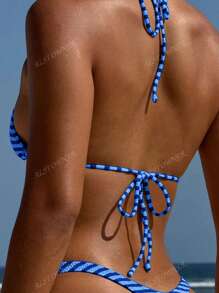 Women Vacation Summer Stripe Bikini Top For Holiday Swimwear