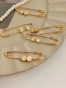 5pcs Golden Vintage Brooch Pin Set, Adjustable Waist Safety Pins, For Dresses And Jeans Clothing Decoration Dress Accessories Pin For Clothes Bag Charm School