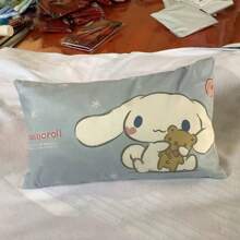 Sanrio 1pc Sanrio Kuromi Hello Kitty Cartoon Pillow Case, Plush Fabric, Adorable Cartoon Animal, Snowflake Print Design Minimalist Pillow Cover, Soft Material, Comfortable, 30X50cm (No Pillow Inner), Single-Sided Pattern, Suitable For Car, Sofa, Bedroom, Living Room