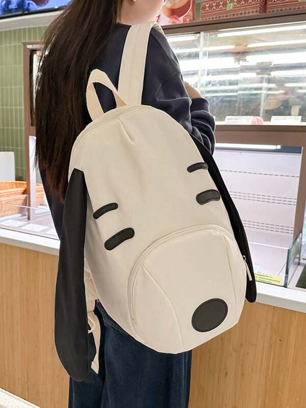 Bolsa escolar nueva de primavera y verano, de estilo artístico y casual con impresión de cachorro, en tela oxford, estilo japonés lindo para estudiantes. Bolso perfecto para libros, compras, vuelta al cole y talla grande, para mujeres y estudiantes.