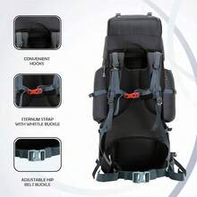 80L Rucksack Bag For Men & Women, Large Water Resistant Trekking Hiking Bag Travel Backpack - Grey - View 2