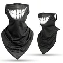 1pc Polyester Skull Printed Sun Protection Face Mask, Holiday Face Mask, All Seasons Ski Masks