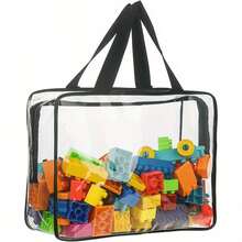 1pc Large Reusable Transparent PVC Toy Storage Bag With Zipper, Ideal For Chess Games, Blocks, Puzzles, Student Books, Checkers