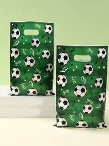 Bolsas de regalo de plástico con temática de fútbol verde para agradecimiento, decoración de fiestas de cumpleaños, baby shower y eventos deportivos, suministros para decoración del hogar, bolsas de regalo con estampado de fútbol verde para fiestas de cumpleaños, graduación y Día de la Madre
