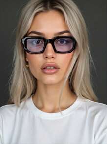 1 pieza Gafas de moda cuadradas vintage para mujer, montura pequeña clásica y simple personalizada para vacaciones de verano en la playa, al aire libre, estilo de preparación de viaje para volver a la escuela