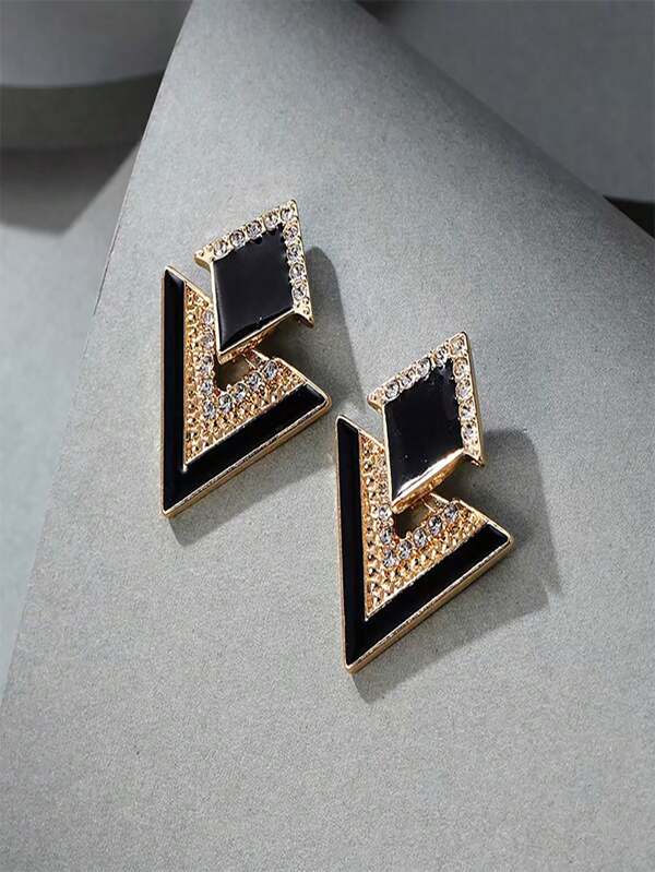 1 Pair Women's Diamond Shaped Earrings, Minimalist Jewelry