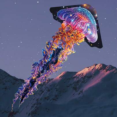 Una gran kite de medusa gigante y genial con 100 metros de línea de kite, kite de pulpo - Perfecto para reuniones familiares al aire libre, eventos de primavera, duradero y fácil de ensamblar - Kites con tema de animales de océano creativos, playas, patios y parques, regalos de vacaciones y cumpleaños
