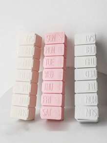 4/2pcs Portable Mini Medicine Storage Box, Letter Pill Box, Cute Pink Weekly Travel Medicine Box Rack, Compartment Manager Dispenser, 7-Day Independent Travel Medicine Container Portable AM/PM Pill Rack,Easter, King's Day, Baptism, Confirmation Ceremony, Wedding, Father's Day, Mother's Day, Pride Month, Camping, Party Bag Fillers, Airplane Essentials, Travel Accessories, That Girl Must Have Items