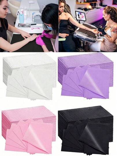 Disposable Nail Art Table Mats, 125Pcs/50Pcs/20Pcs/10Pcs 3 Layers Foldable Nail Pads , Manicure Art Waterproof Mat, Dental Bibs Waterproof Tattoo Bibs For Dental Clinic, Tattoo Shop, Nail Salon
