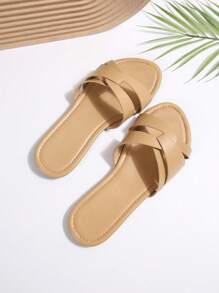 Women's Fairy Style Net Vamp Sandals, New Summer Retro Korean Versatile Casual Beach Flat Slippers, Suitable For Dates, Parties, Gatherings, Vacation, Commuting, Business