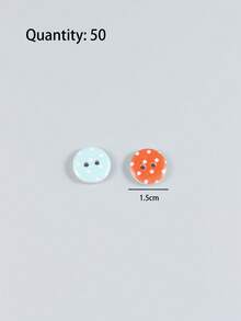 50pcs 15mm Random Mixed Color Round Dot Buttons, Creative DIY Buttons For Apparel Sewing, Crafts And DIY Projects - White Dots - View 3