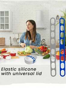 1/3 Pcs Adjustable Silicone Stretch Lid, Reusable Waterproof Sealing Band, Non-Slip Kitchen Cover Strap Fits Pot, Crockpot Lid, Suitable For Various Pot Sizes, Great For Home Use - Multicolor - View 5