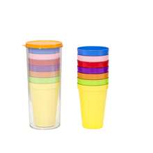 1 pièce Tasse arc-en-ciel portable, tasse à boire en plastique de 7 couleurs convenant pour le pique-nique en extérieur, le set de tasse de voyage, à usage multiple pour boire, rincer, vase, etc.