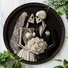 1pc Until Death Do Us Part Round Sign, Suitable For Decoration In Home, Shop, Bathroom Wall, Round Metal Decor Home Decor Halloween Decor Fall Decor Room Decor