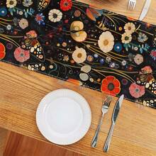 1pc Table Runners Rustic Botanical Butterfly Dining Place Mats Flowers For Kitchen Indoor Outdoor Restaurants - Multicolor - View 4