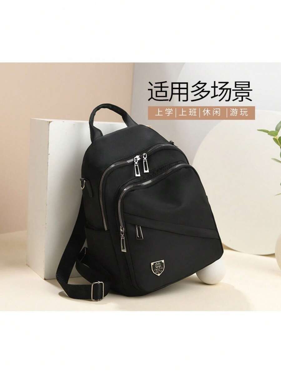 Women's Fashion Waterproof Polyester Laptop Backpack Bag - Negro - Ver 1