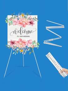 1pc Portable Foldable Telescopic Metal Tripod Floor Easel, For Welcome Sign, Price Tag, Menu, Artwork Display, Applicable For Weddings, Coffee Shops, Stores, Restaurants (Frame Not Included) Home Decor Back To School Room Decor School Supplies