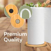 Soporte de madera para toallas de papel de mostrador, soporte independiente para toallas de cocina con base antideslizante para baño, soporte decorativo de madera rústico para toallas de papel de estilo rústico y de granero