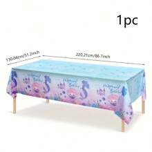 1pc Ocean Mermaid & Seashell Themed Birthday Party Tablecloth