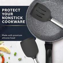 1pc Solid Silicone Spatula, Non-Stick Insert Type Heat Resistant Kitchen Tool, Suitable For Fish, Eggs, Pancakes
