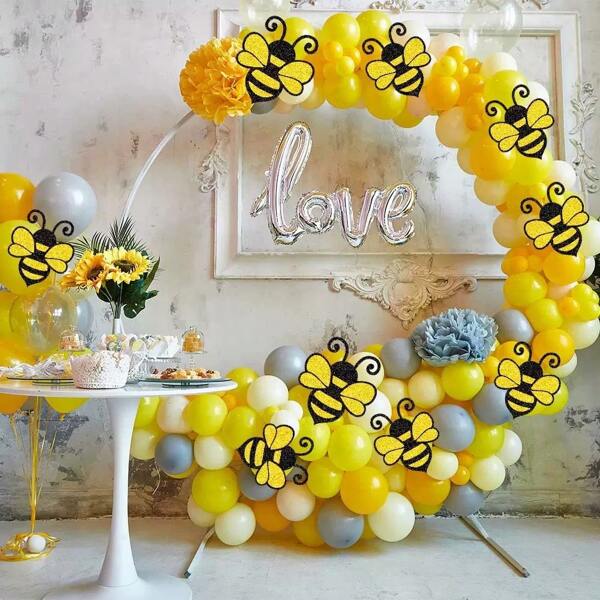 3D Double Layer Bee Wall Decoration Set Of 8, Bee Decoration Theme Party, Glitter Paper Double Layer Sticker Scene Setting, Bumblebee Party Decorations, Birthday Party Festival World Bee Day Decorations, Etc.