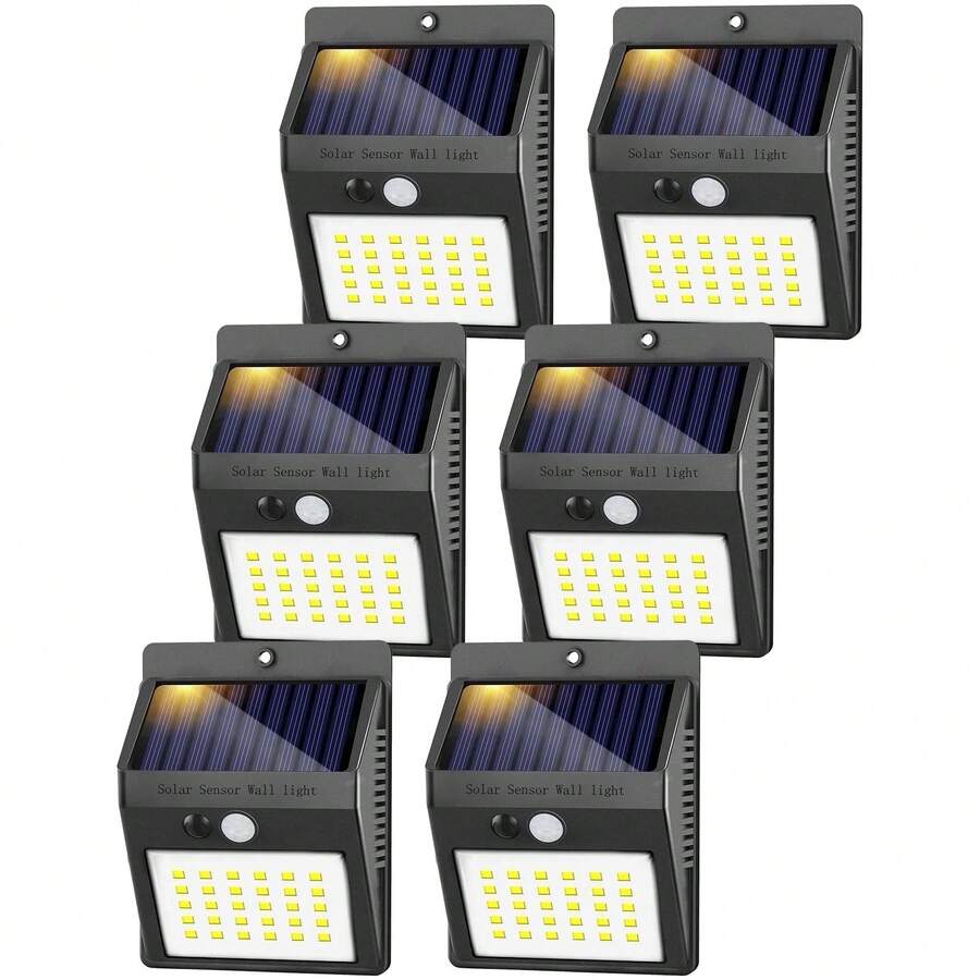 SZRSTH 6 Packs Solar Lights Outdoor Waterproof Sensor Wireless Security Lights For Outdoor Decor Garden Fence Yard - 黑色 6pcs - 查看 1
