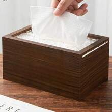 Walnut Wood Grain Paper Towel Box, Multipurpose Tissue Box For Living Room, Bathroom, Bedroom, Luxurious Wooden Tissue Holder With Large Storage Space